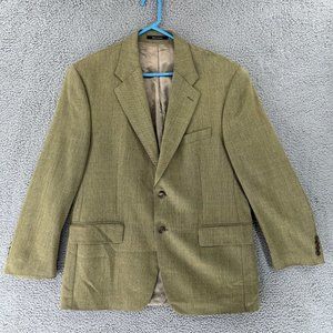 Vintage Chaps Ralph Lauren Men's 2 Button 44 R Silk Wool Plaid Green Sports Coat